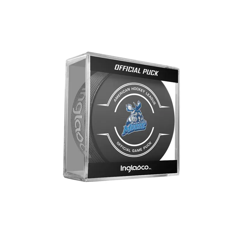 AHL Manitoba Moose 2024-25 Official Game Hockey Puck In Cube