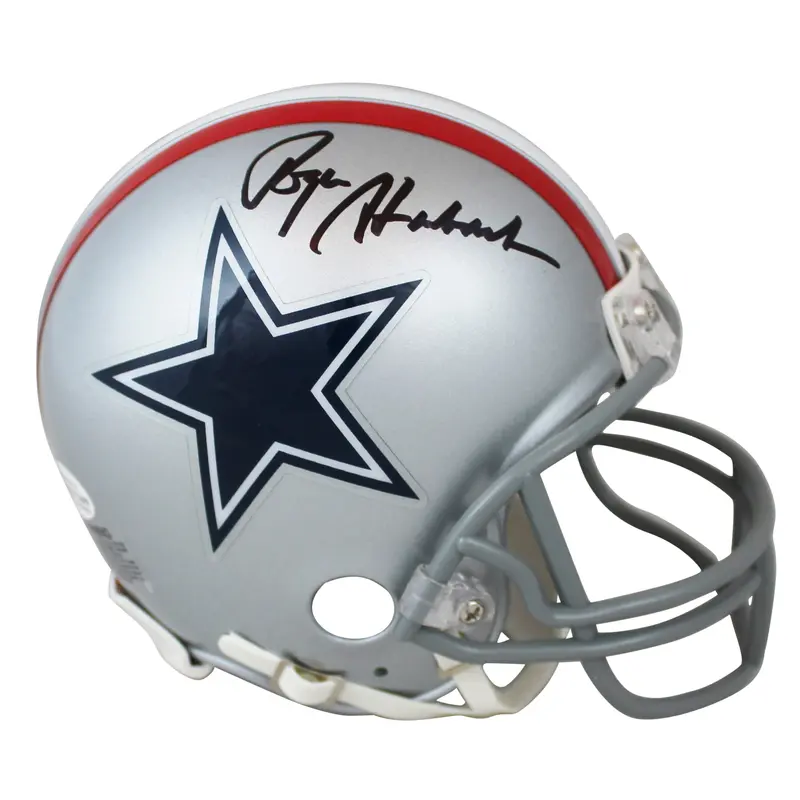 Cowboys Roger Staubach Signed 1976 Throwback Rep Mini Helmet BAS Witnessed