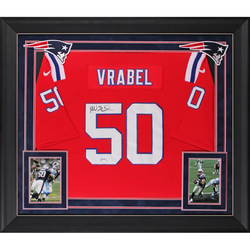 Patriots Mike Vrabel Authentic Signed Red Nike Elite Framed Jersey PSA #AL51232