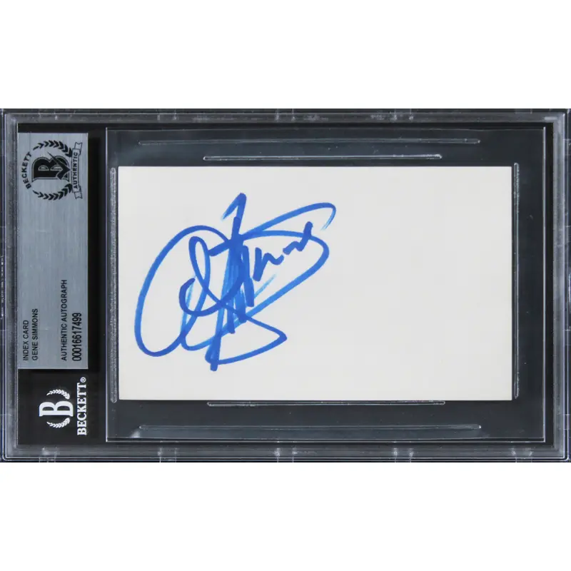 Gene Simmons KISS Authentic Signed 3x5 Index Card Autographed BAS Slabbed