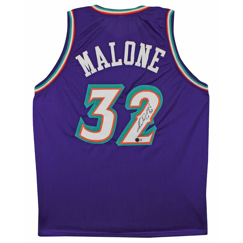 Karl Malone Authentic Signed Purple Pro Style Jersey Autographed BAS Witnessed