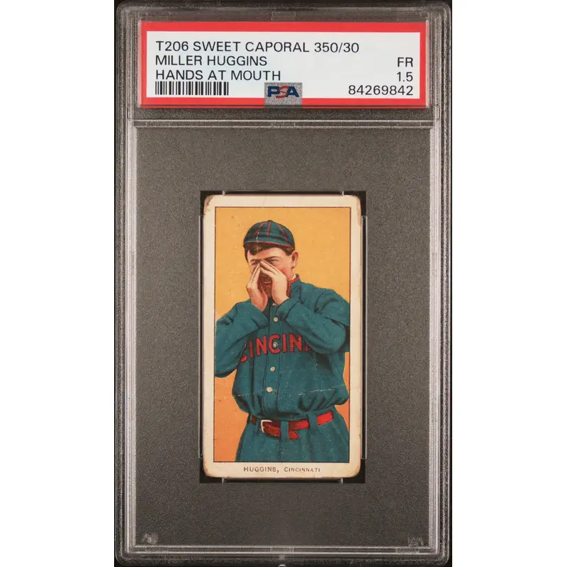 Miller Huggins 1909-11 T206 Sweet Caporal 350/30 Hands At Mouth PSA 1.5 Fair