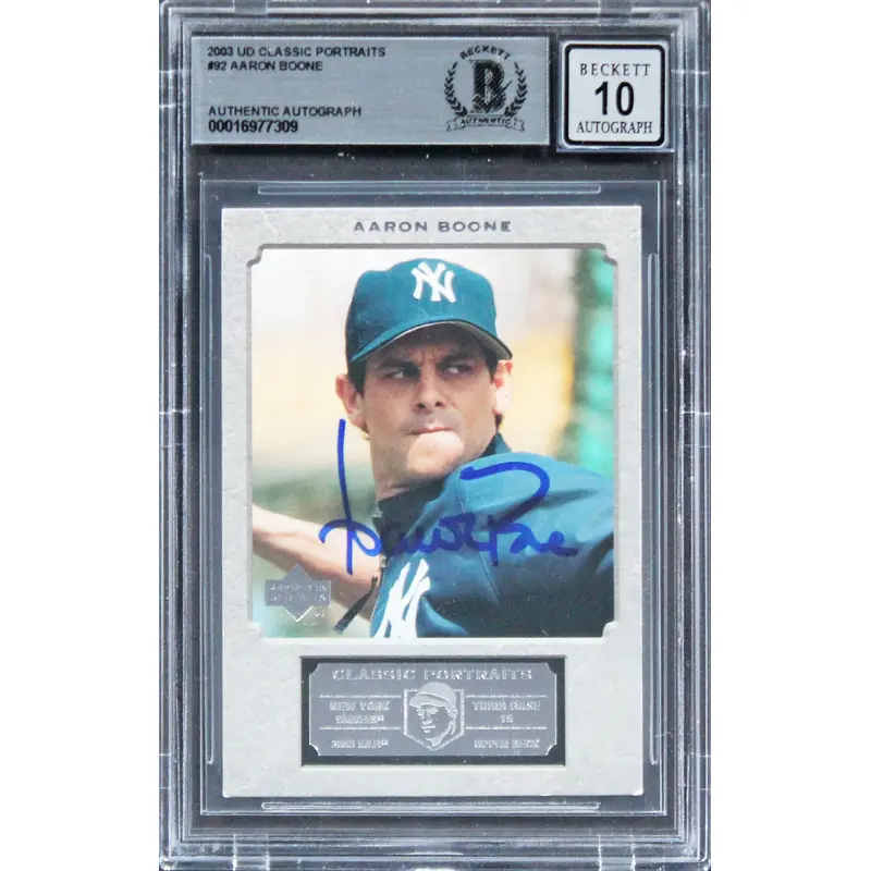 Yankees Aaron Boone Signed 2003 UD Classic Portraits #92 Card Auto 10! BAS Slab