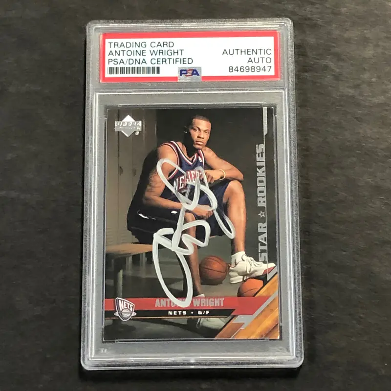 2005-06 Upper Deck #214 Antoine Wright Signed Card AUTO PSA Slabbed RC Nets
