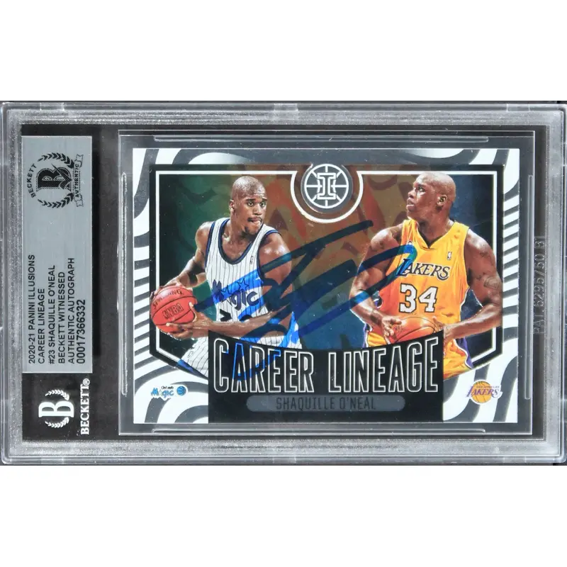 Lakers Shaquille O'Neal Signed 2020 Panini Illusions CL #23 Card BAS Slab