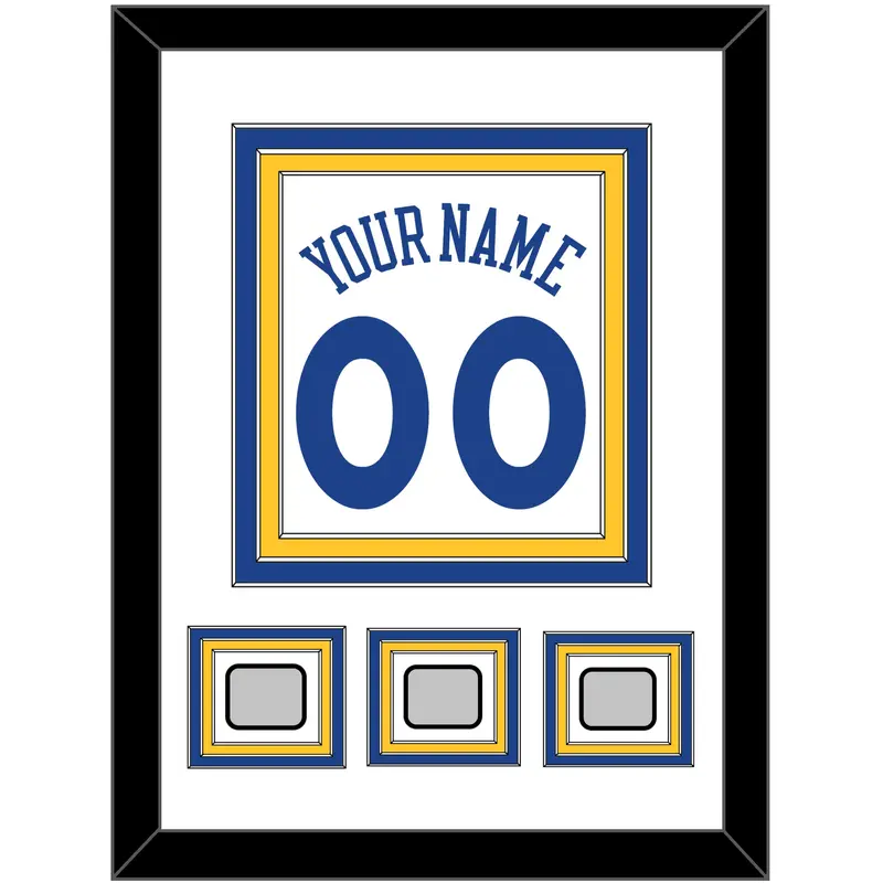 Golden State Name & Number With 3 Champions Patches - Home White (2010-2019) - Triple Mat 1
