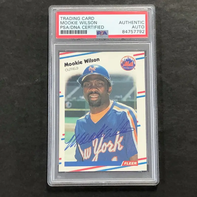 1988 Fleer #154 Mookie Wilson Signed Card PSA Slabbed Auto Mets