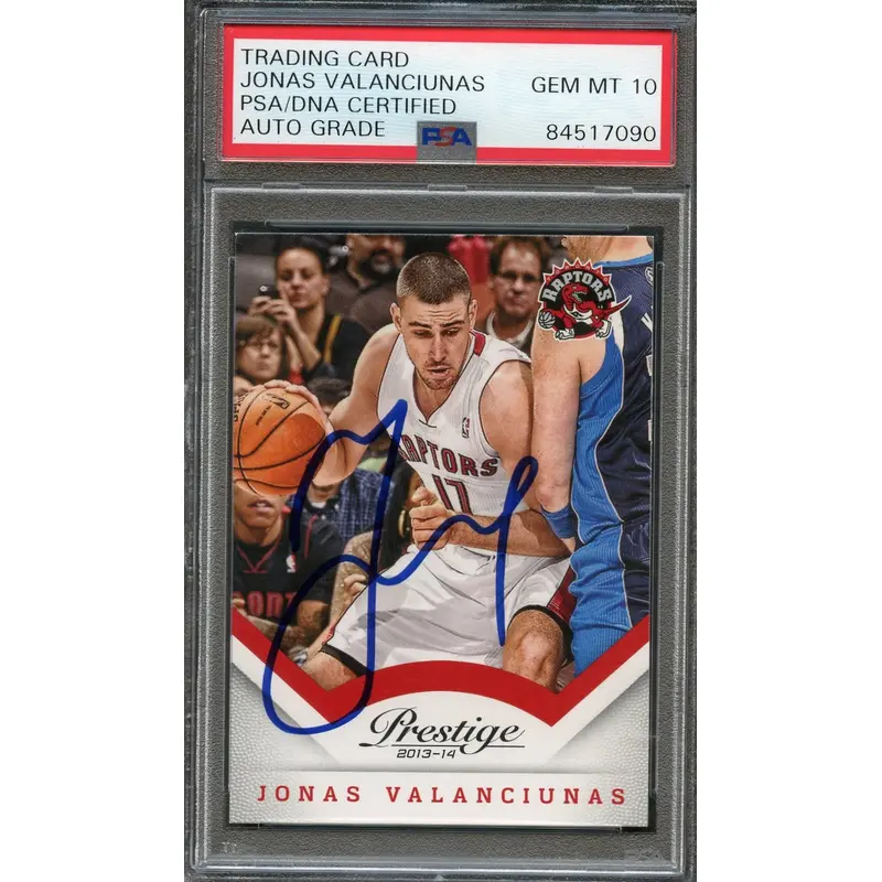 2013-14 Panini Prestige #50 Jonas Valanciunas Signed Card AUTO 10 PSA Slabbed