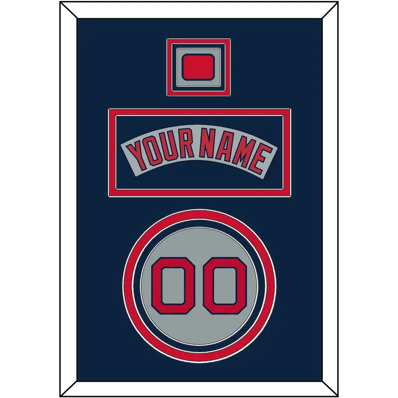 Boston Nameplate, Number & Logo Patch - Road Gray (1992-2008) - Triple Mat 4