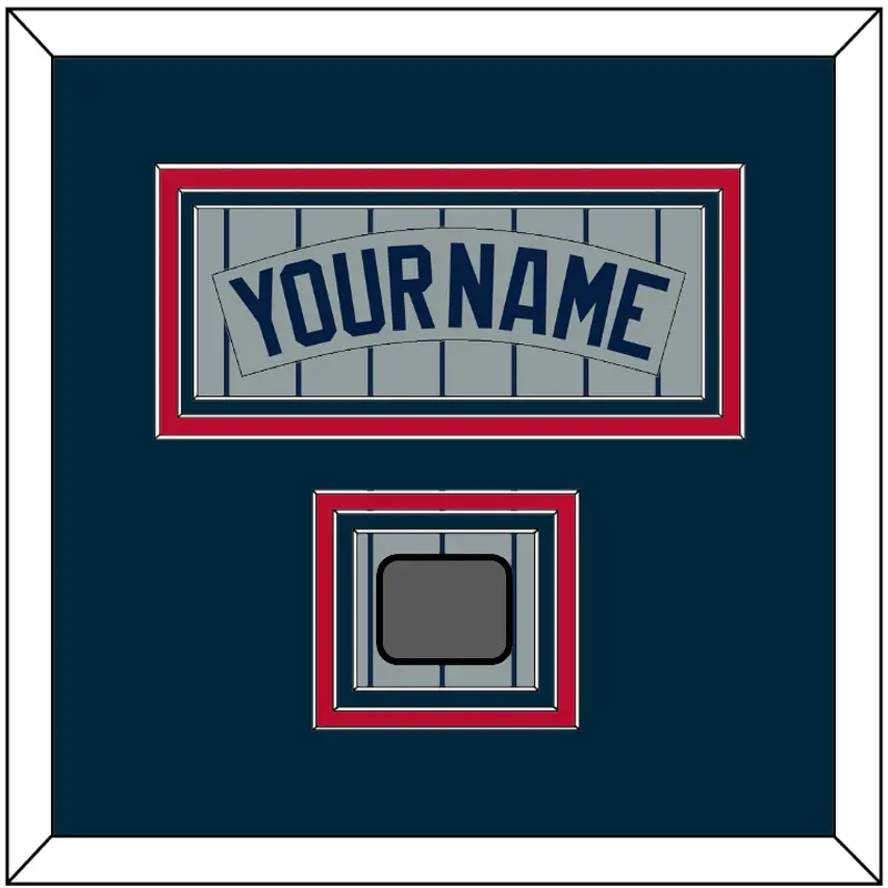 Minnesota Nameplate & World Series Patch - Road Gray Pinstripes (1987-2009) - Triple Mat 2