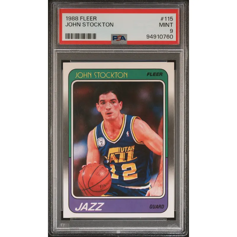 John Stockton 1988 Fleer Rookie #115 PSA 9 Mint