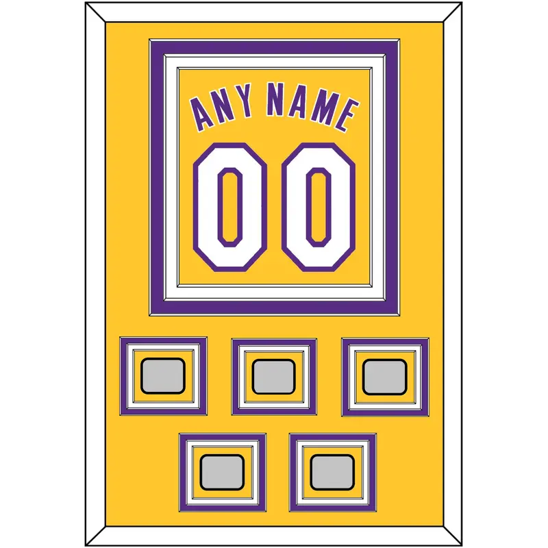 Los Angeles Name & Number With 5 Trophy Patches - Home Yellow (1999-2018) - Triple Mat 2