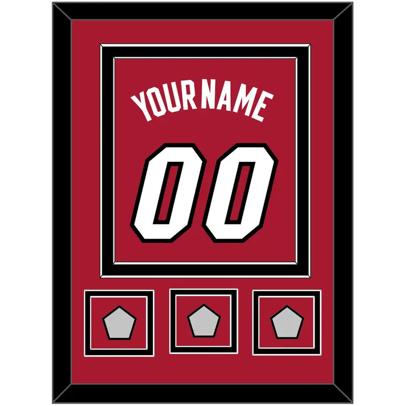 Miami Name & Number With 3 Finals Patches - Alternate Red (2001-2008) - Double Mat 3