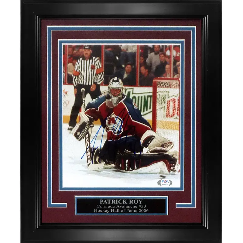 Patrick Roy Autographed Colorado Avalanche Deluxe Framed 8x10 Photo - PSA