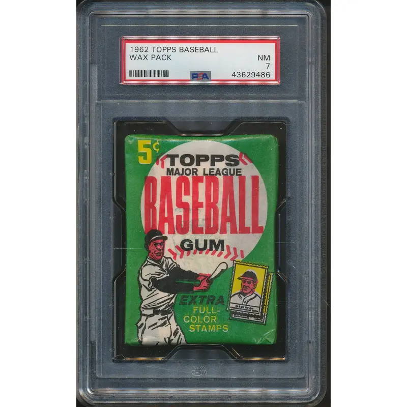 1962 Topps Baseball Unopened Wax Pack PSA 7