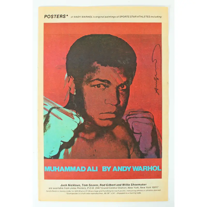 Andy Warhol Authentic Signed 11x16.75 Muhammad Ali Magazine Page BAS #AD04277