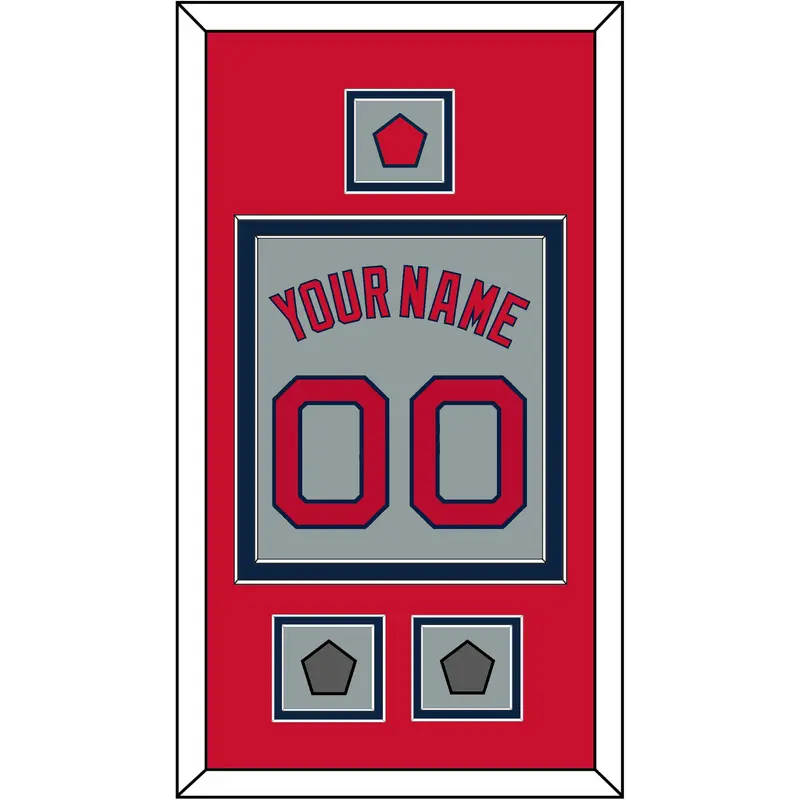 Boston Name, Number, Logo Patch & Two World Series Jersey Patches - Road Gray - Double Mat 3