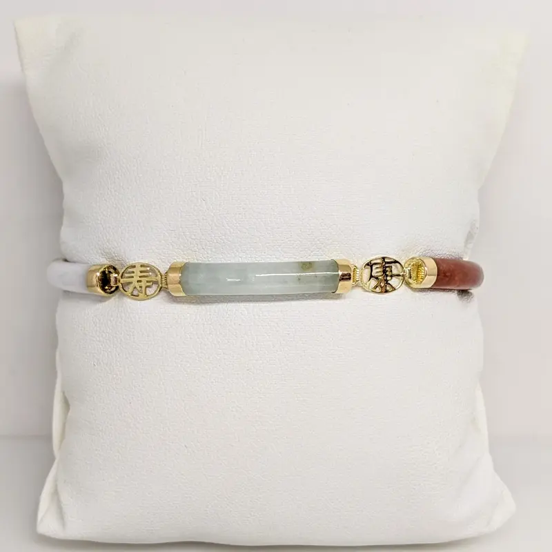 14K JADE BARREL 5X27 (5) ESTATE BRACELET 9.4 GRAMS