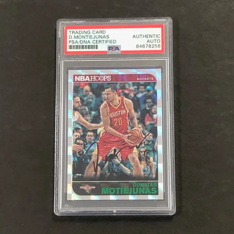 2014-15 Panini Hoops #124 Donatas Motiejunas Signed Card AUTO PSA Slabbed Rockets