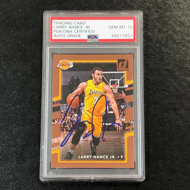 2017-18 Donruss #70 Larry Nance Jr. Signed Card AUTO 10 PSA Slabbed Lakers