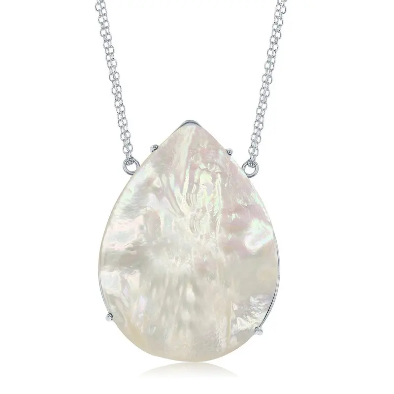 Sterling Silver Large Teardrop MOP Necklace