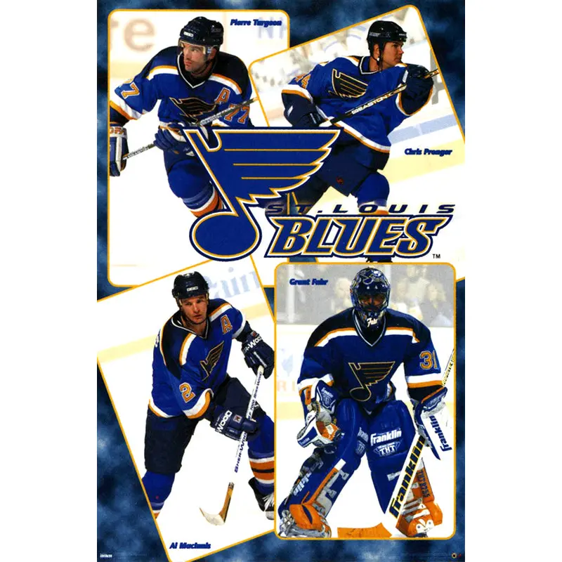 St. Louis Blues "Four Stars" Poster (Fuhr, Pronger, MacInnis, Turgeon) - Costacos 1998