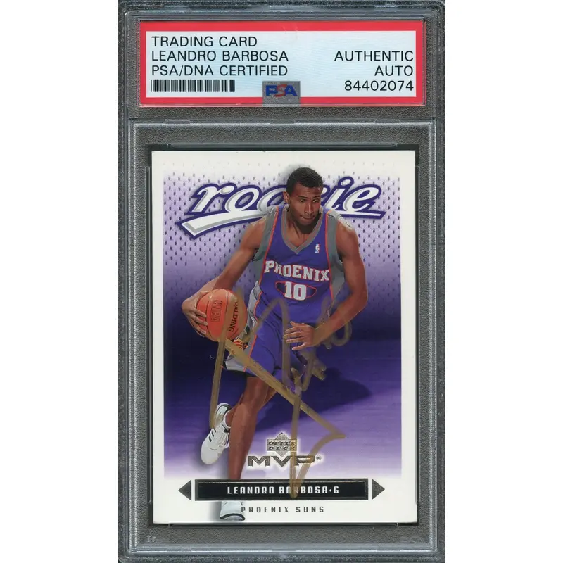 2003-04 Upper Deck MVP #228 Leandro Barbosa Signed Card AUTO PSA Slabbed Suns