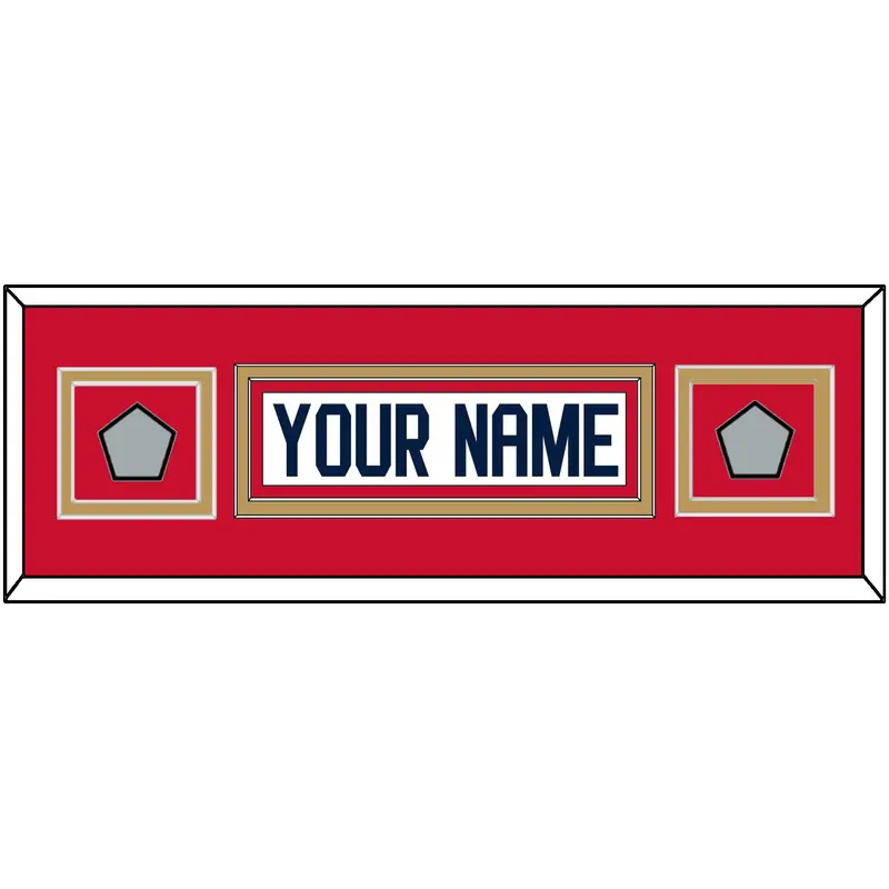 Florida Nameplate & 2 Stanley Cup Finals Patches - Road White - Double Mat 6