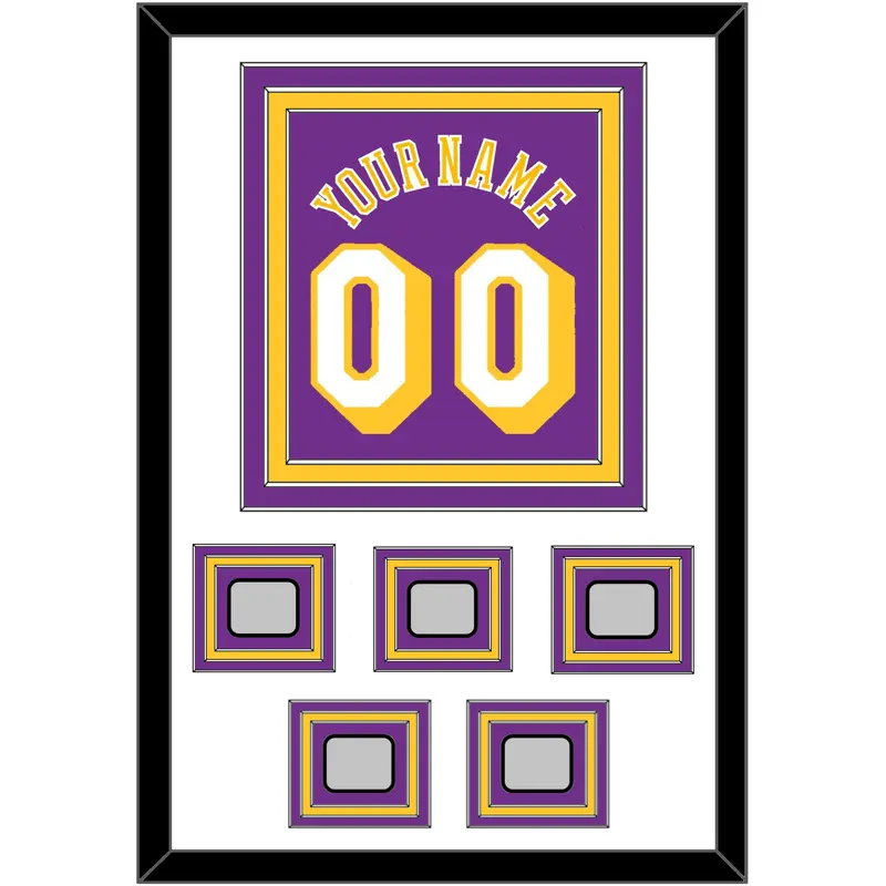 Los Angeles Name & Number With 5 Trophy Patches - Road Purple (1978-1997) - Triple Mat 1