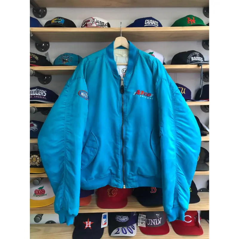 Vintage NHRA Atco Raceway Reversible Bomber Jacket Size 2XL