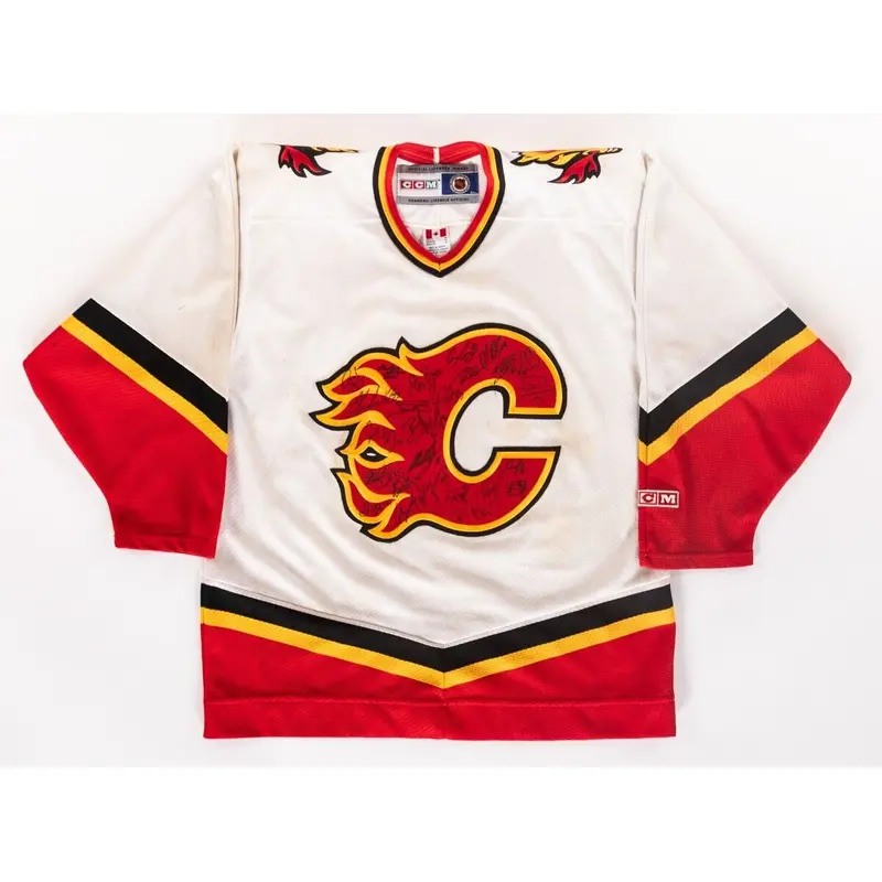 2001-02 Calgary Flames Team Signed Authentic NHL Jersey Brian Skrudland LOA