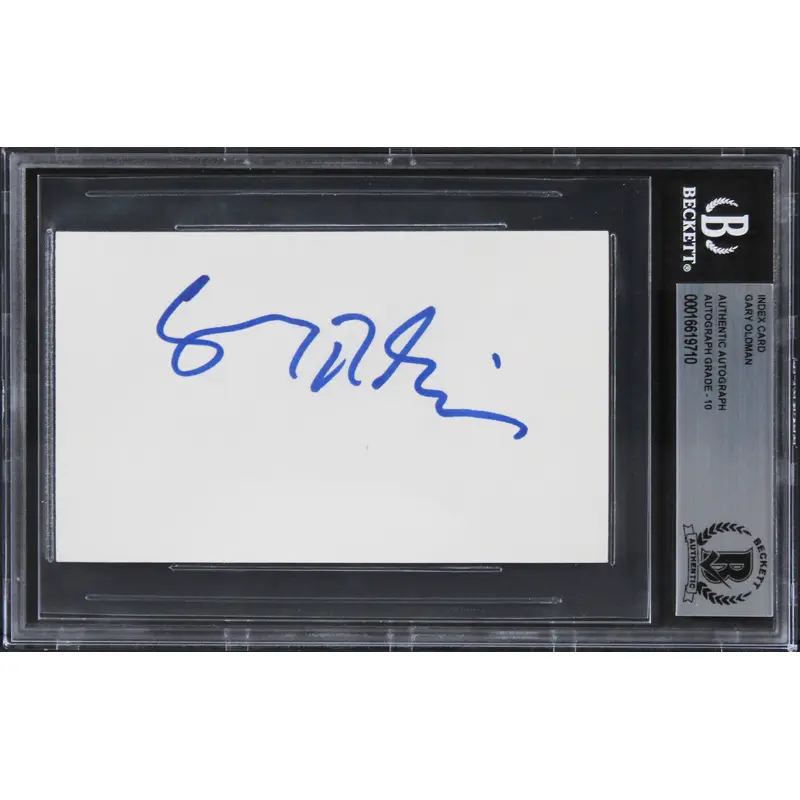 Gary Oldman Batman The Dark Knight Signed 3x5 Index Card Auto Graded 10 BAS Slab