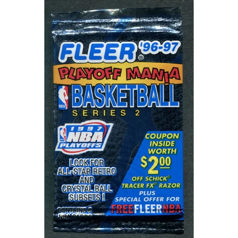 1996/97 Fleer Basketball Series 2 Unopened Pack (Playoff Mania) (6 Cards)
