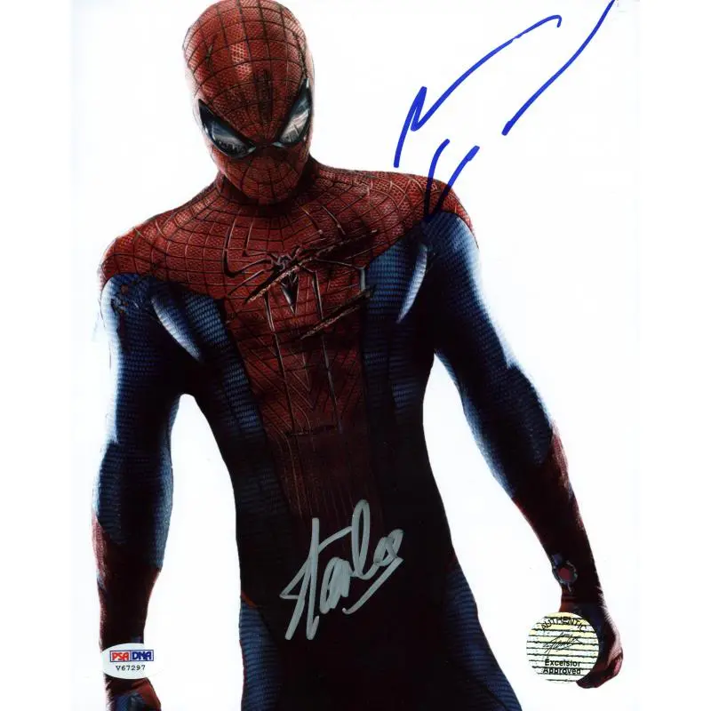 Stan Lee & Andrew Garfield Spider-Man Signed Authentic 8X10 Photo PSA #V67297