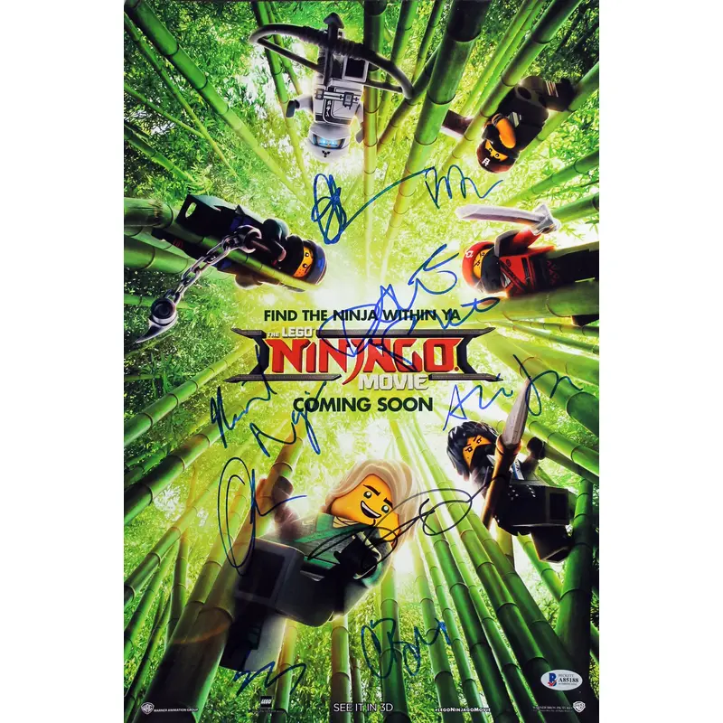 The Lego Ninjago Movie (9) Cast Signed 12x18 Mini Movie Poster BAS #A85188
