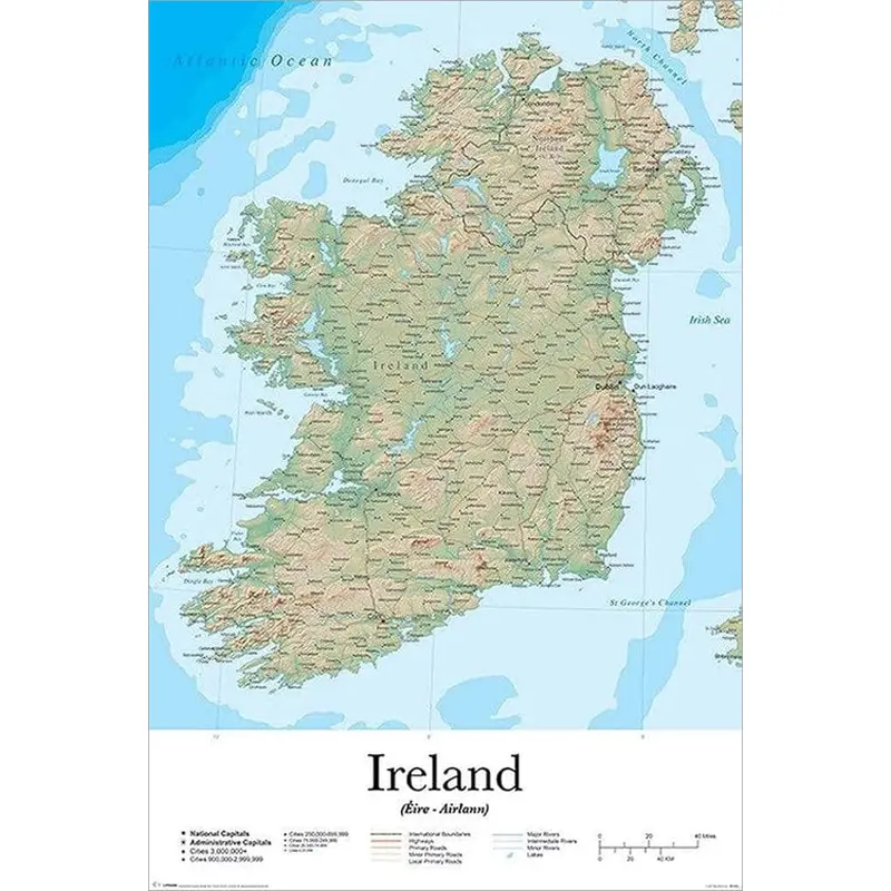Wall Map of Ireland 24x36 Poster - Pyramid International