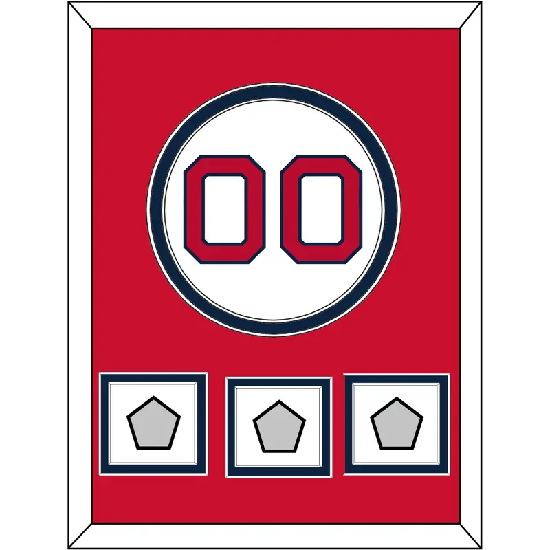 Boston Number & 3 World Series Champions Patches - Home White - Double Mat 3