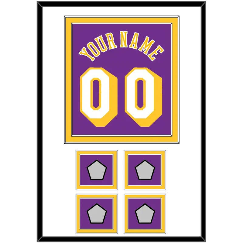 Los Angeles Name & Number With 4 Trophy Patches - Road Purple (1978-1997) - Double Mat 1