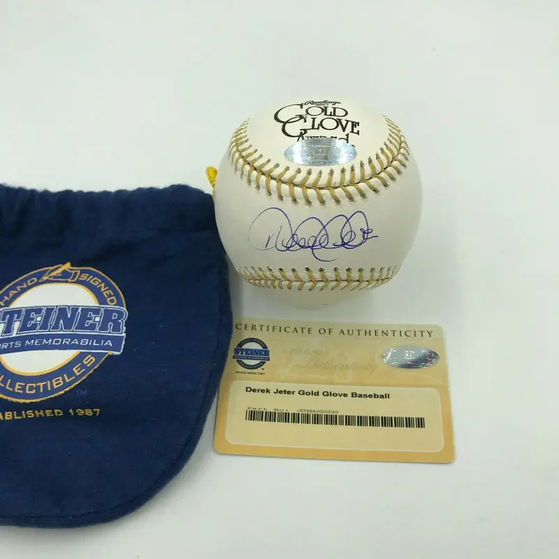 Beautiful Derek Jeter Signed Rawlings Gold Glove Baseball With Steiner COA RARE
