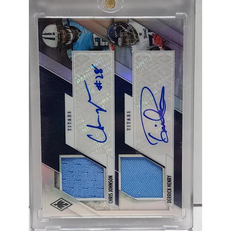 Chris Johnson + Derrick Henry 2021 Panini Phoenix Dual Jersey Auto #8/25