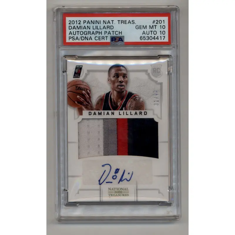 Damian Lillard 2012-13 Panini National Treasures #201 Patch Auto 31/99 PSA 10 Auto 10