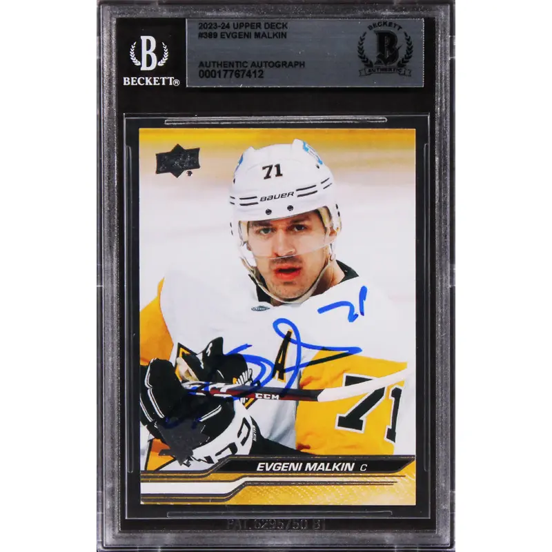 Penguins Evgeni Malkin Authentic Signed 2023 Upper Deck #389 Card BAS Slabbed