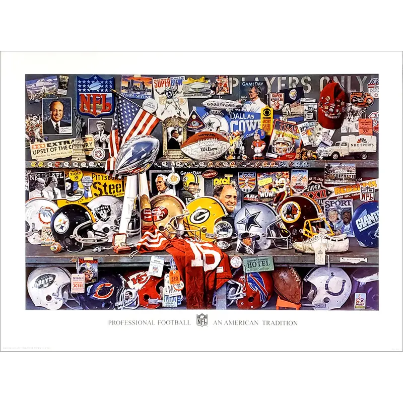 Super Bowl 25th Anniversary Collage "An American Tradition" Poster by Merv Corning