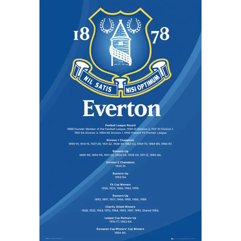 Everton FC "Honours" Historical EPL Soccer Crest and Championships Poster - GB Eye (UK)