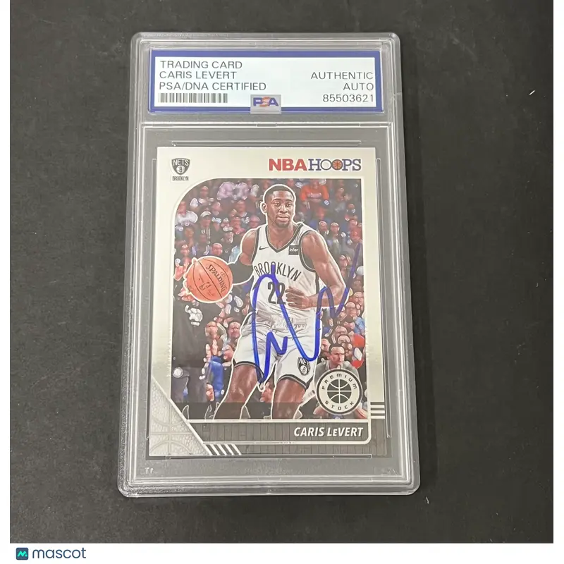 2019-20 Panini Hoops Premium Stock #15 Caris LeVert signed card PSA Nets