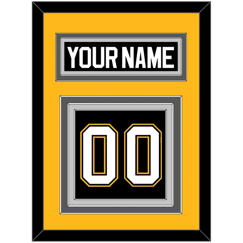 Pittsburgh Nameplate & Number (Back) - Road/Alternate Black (1995-2002) - Triple Mat 4