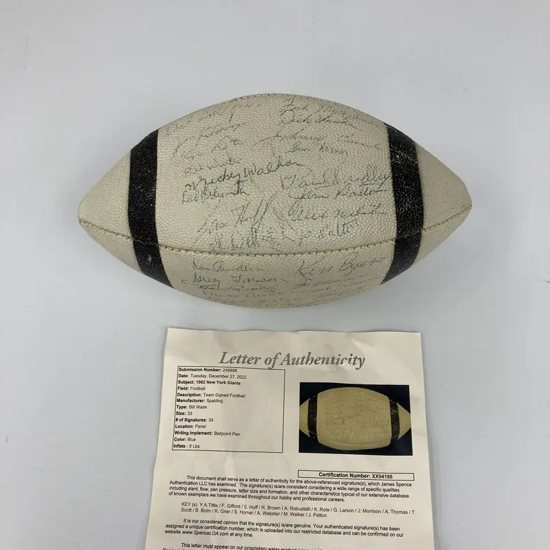 1962 New York Giants Champs Team Signed Spalding Football 34 Sigs JSA COA