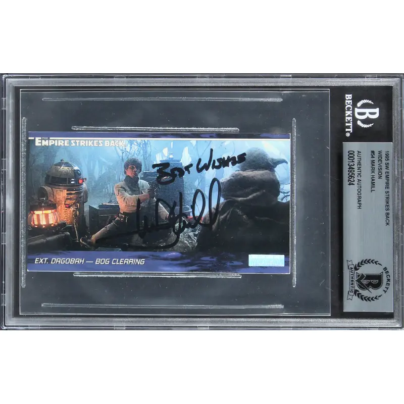 Mark Hamill "Best Wishes" Signed 2.5x4.85 1995 Widevision #54 Card BAS Slabbed