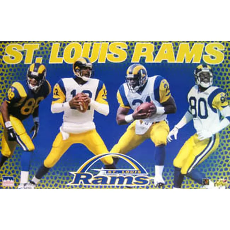 St. Louis Rams "Quad Action" Poster (Banks, Bruce, Kennison, Phillips) - Starline 1997
