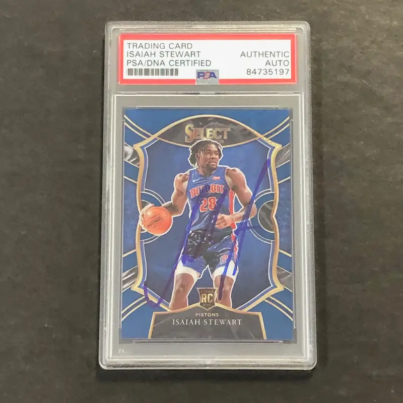 2020-21 Panini Select #76 Isaiah Stewart Signed Card AUTO PSA Slabbed RC Pistons